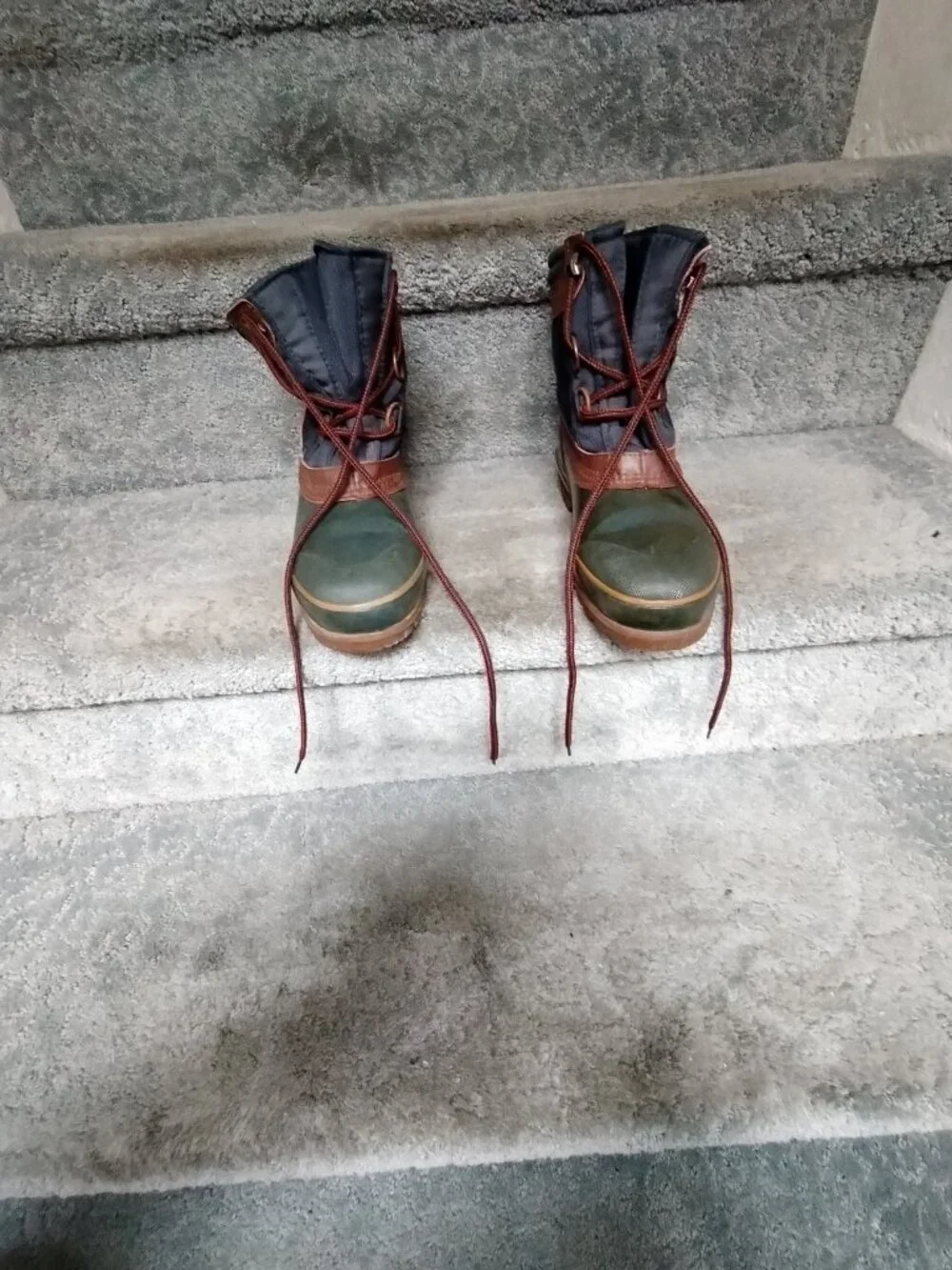 Northwest Territory Men Green/Tan Leather Winter Snow Boots Steel Shank Size 9